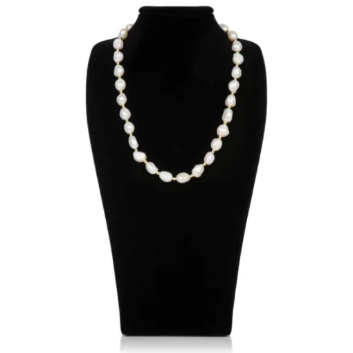 Baroque Pearl And Gold Bead Necklace