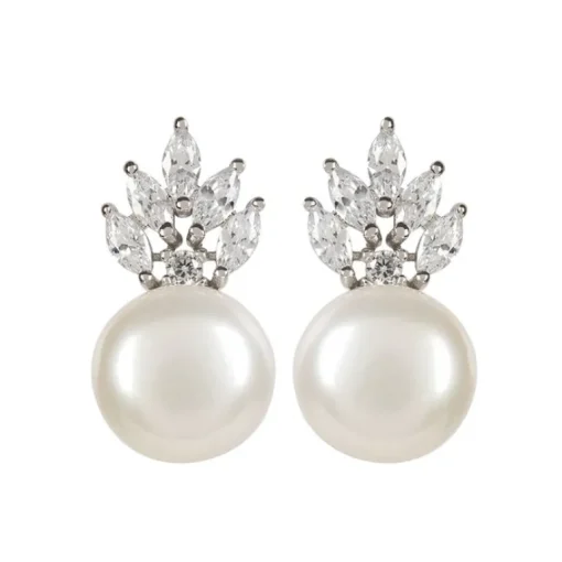 Crown And Pearl Stud Earrings