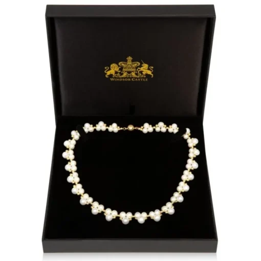 Gold Hematite And White Pearl Collar