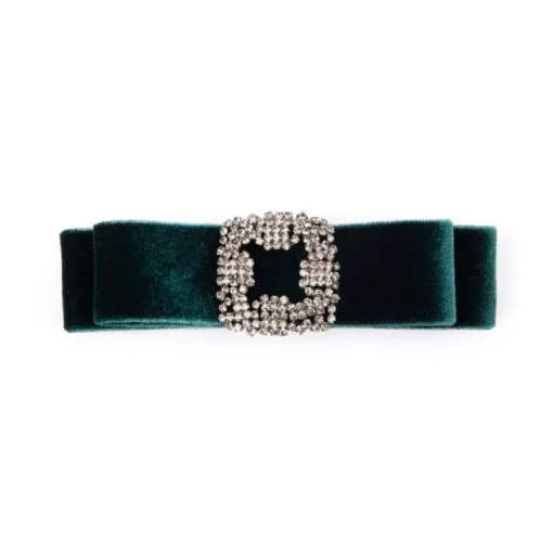 Green Velvet Bow Hairclip