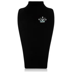 Small Blue Crystal Crown Brooch