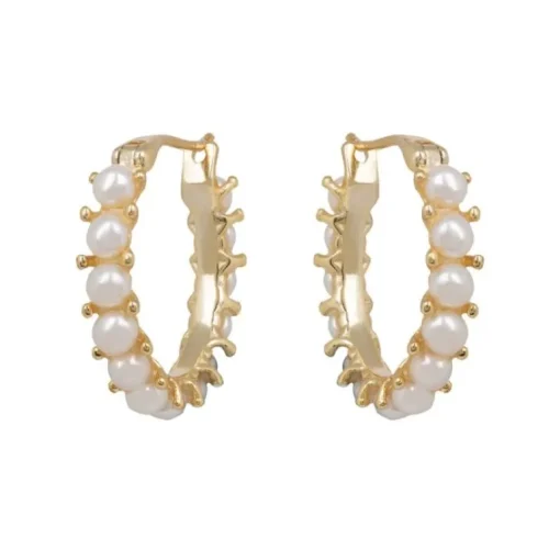 White Pearl Hoop Earrings