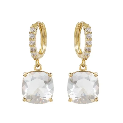 White Square Crystal Earrings