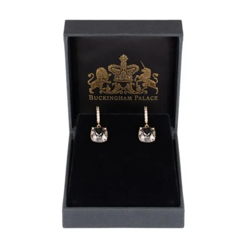 White Square Crystal Earrings